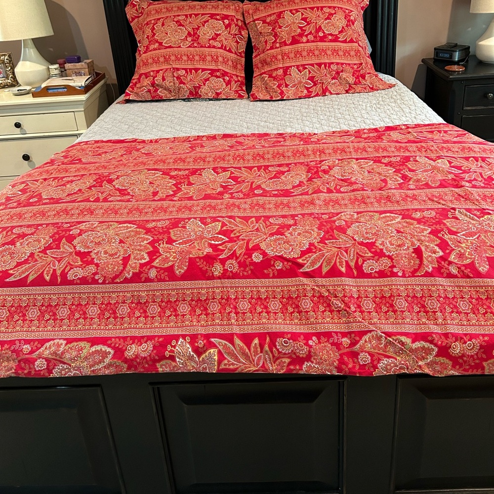Beautiful Pottery Barn Paisley Queen Size Duvet Cover & 2 Euro size Shams